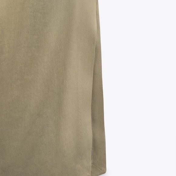 NWT ZARA ASYMMETRICAL LINEN BLEND DRESS  LIGHT KHAKI - REF. 8017/621 S - Picture 6 of 6